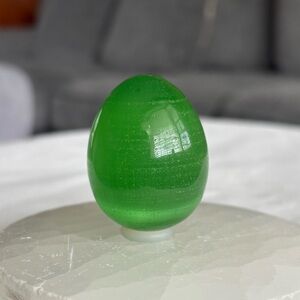 Green cats eye crystal egg carving